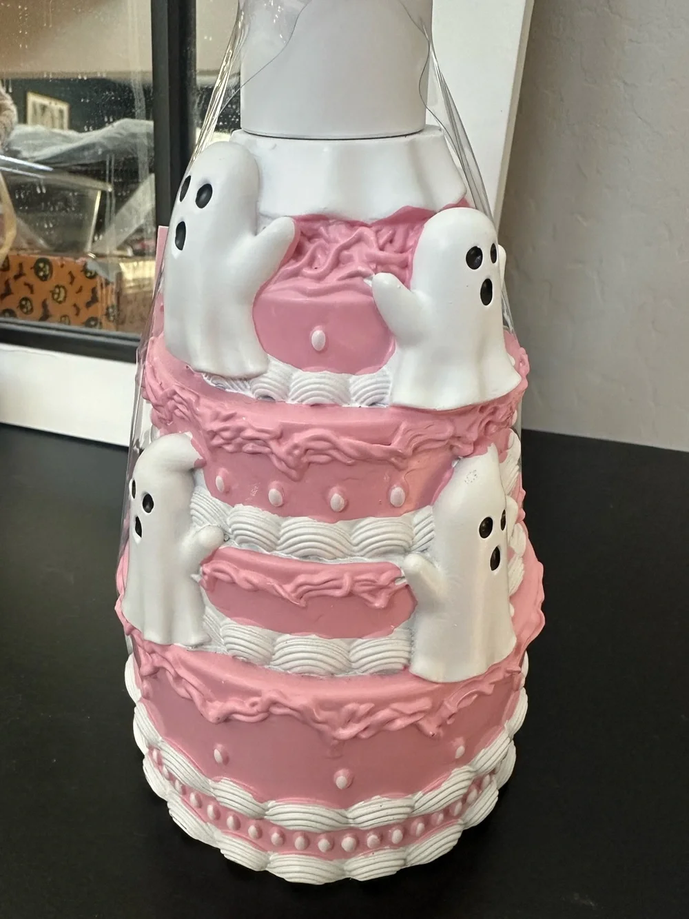 Pink Ghost Cake Halloween Soap Dispenser Hey Boo Pinkoween NWT